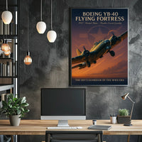 Boeing YB-40 WWII Bomber Vintage Art Poster