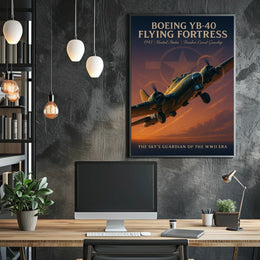 Boeing YB-40 WWII Bomber Vintage Art Poster