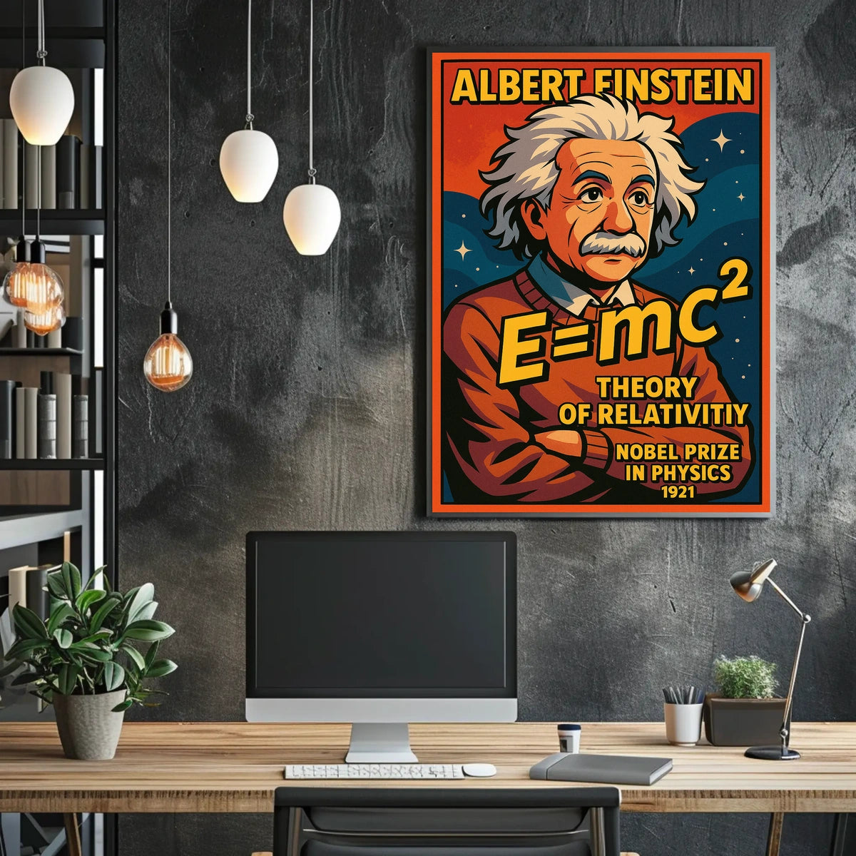 Albert Einstein Relativity Theory Scientific Concept Vintage Educational Wall Art Poster