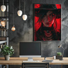 Mystical Hooded Figure in Enchanted Library Poster PosterGoat