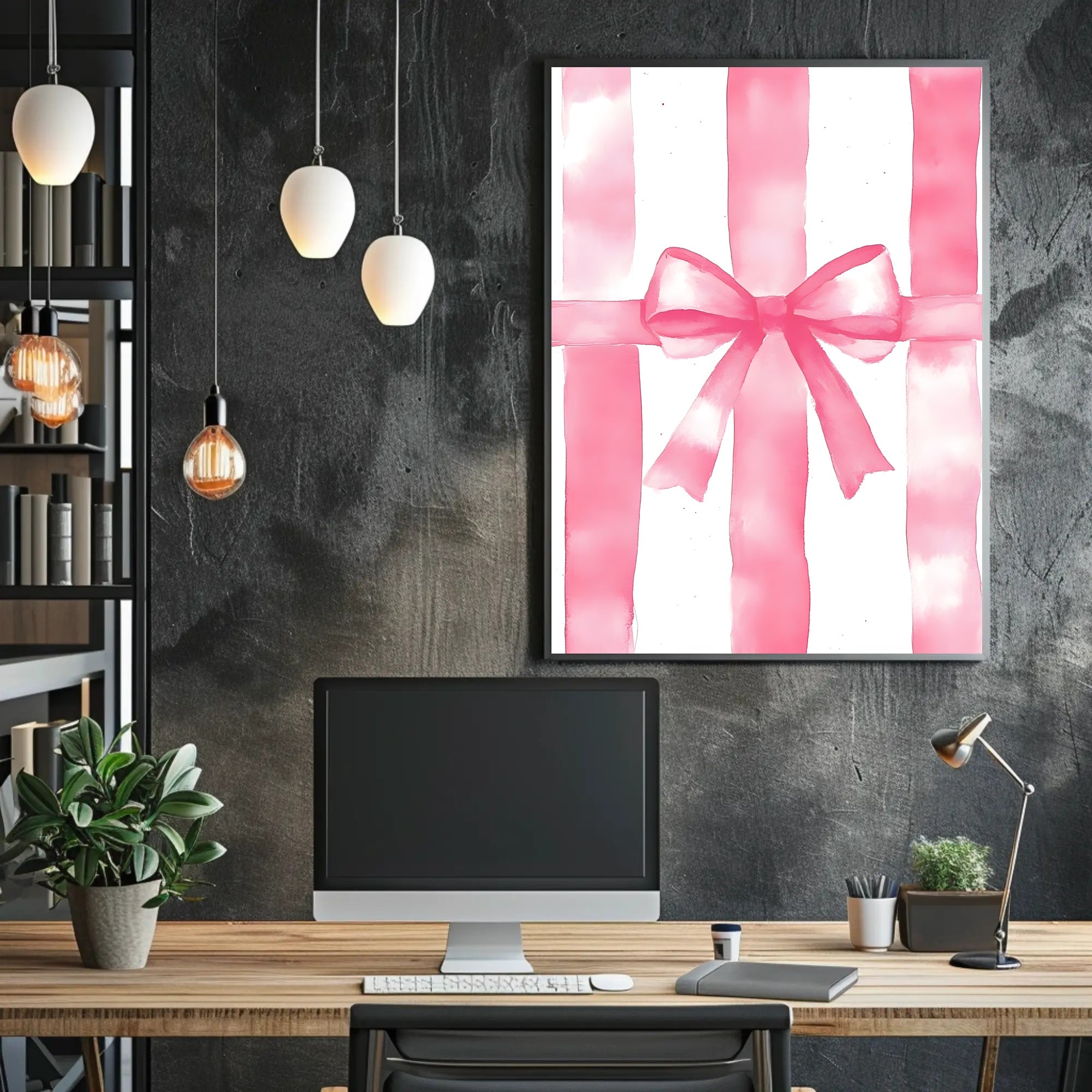 Pink Ribbon Gift Design Decorative Poster Wall Art