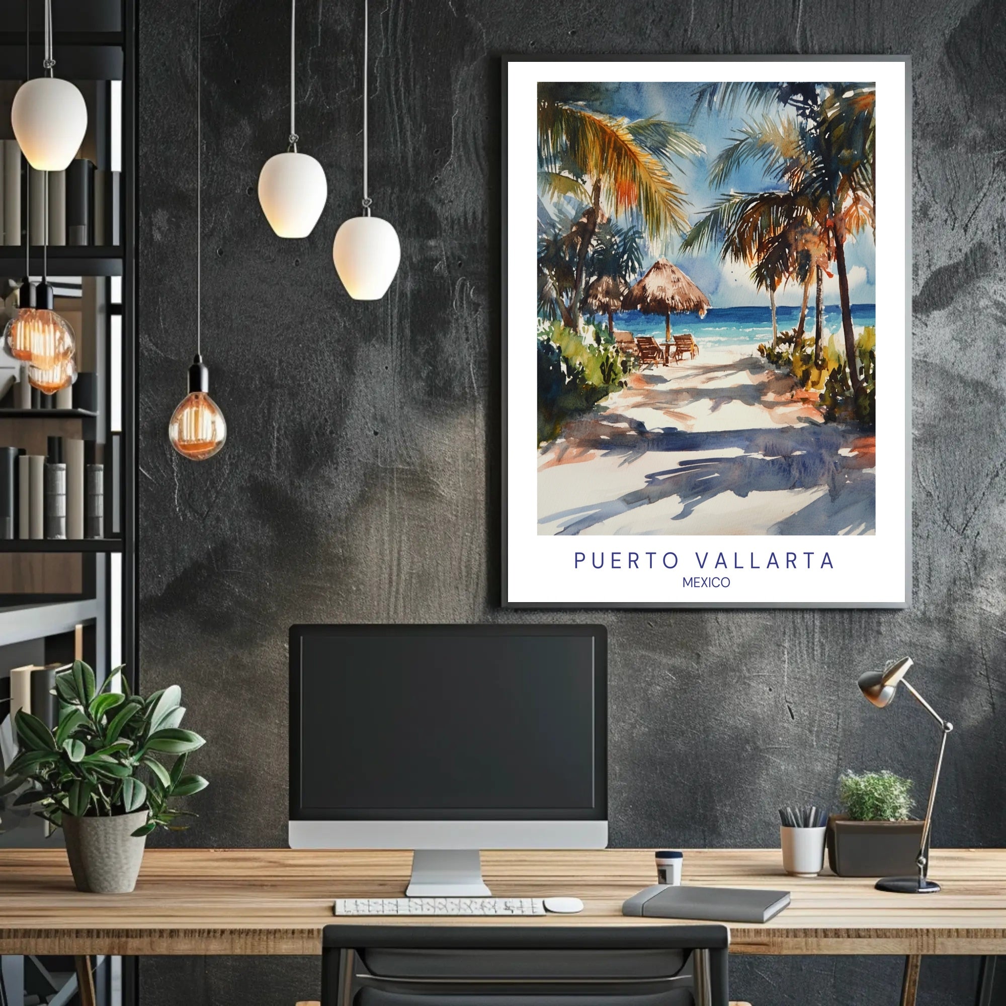 Tropical Beach Watercolor Art Travel Poster PosterGoat