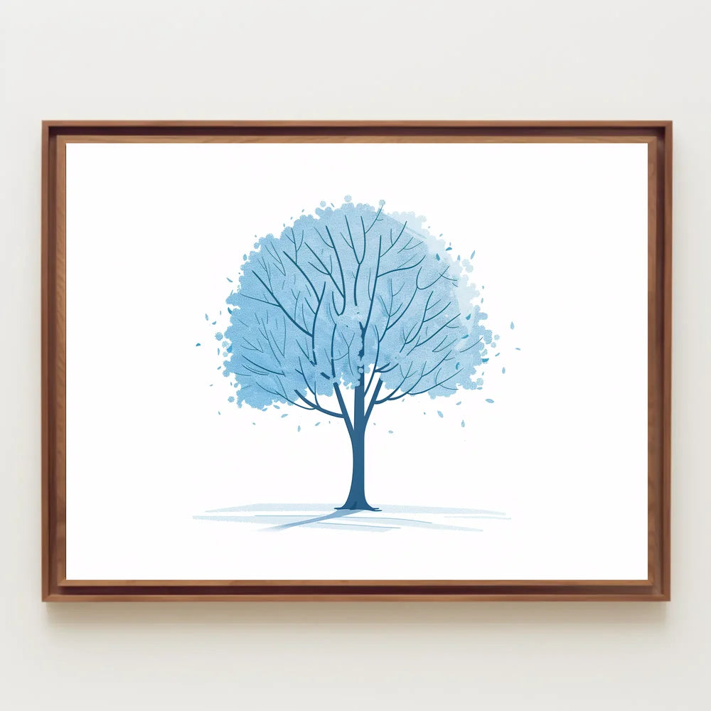 Tranquil Blue Tree Minimalist Art Print