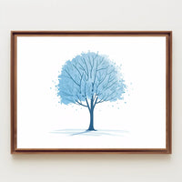 Tranquil Blue Tree Minimalist Art Print