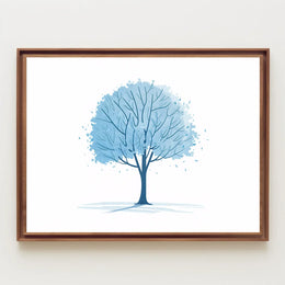 Tranquil Blue Tree Minimalist Art Print