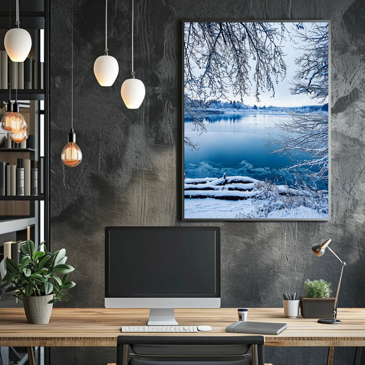 Winter Serenity By The Lake Poster