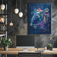 Cosmic Sea Turtle Art Print Poster Decor PosterGoat