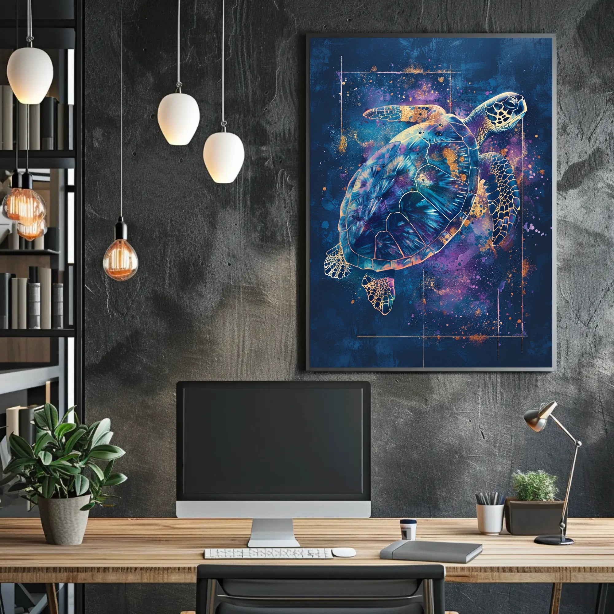 Cosmic Sea Turtle Art Print Poster Decor PosterGoat