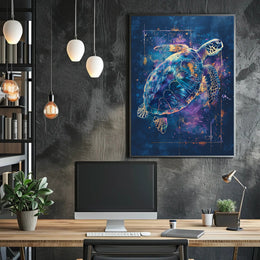 Cosmic Sea Turtle Art Print Poster Decor PosterGoat