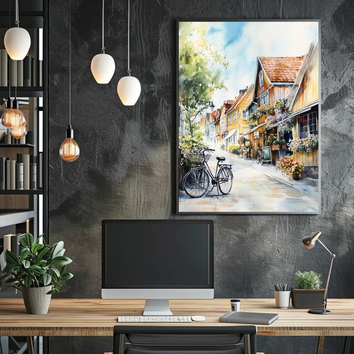 Sweden Gothenburg Haga District City Street Scene Poster