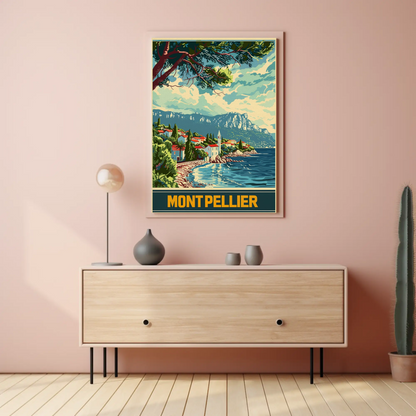 Montpellier Seaside Village Cliffs Trees Travel Poster