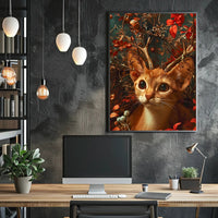 Whimsical Cat Antler Enchantment Fantasy or Mythology Poster