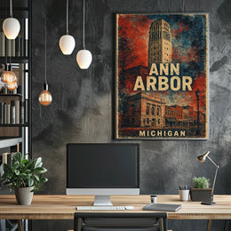 Ann Arbor Cityscape Minimalist Travel Poster
