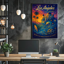 Los Angeles Dreams Vintage Art Poster Print