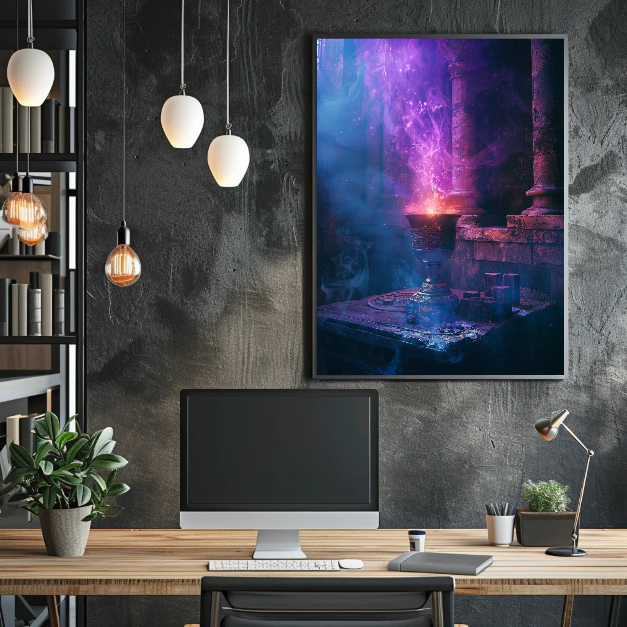 Mystical Chalice in Enchanted Stone Chamber Poster PosterGoat