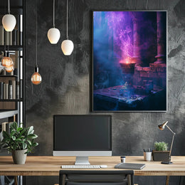 Mystical Chalice in Enchanted Stone Chamber Poster PosterGoat