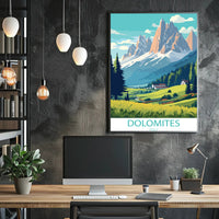 Dolomite Peaks Italy: Vintage Travel Art Poster
