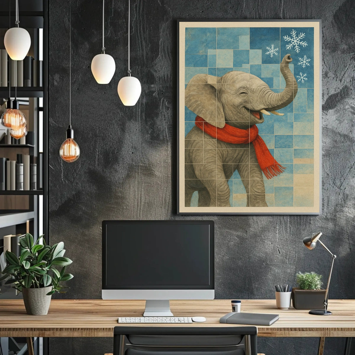 Winter Elephant Delight Poster