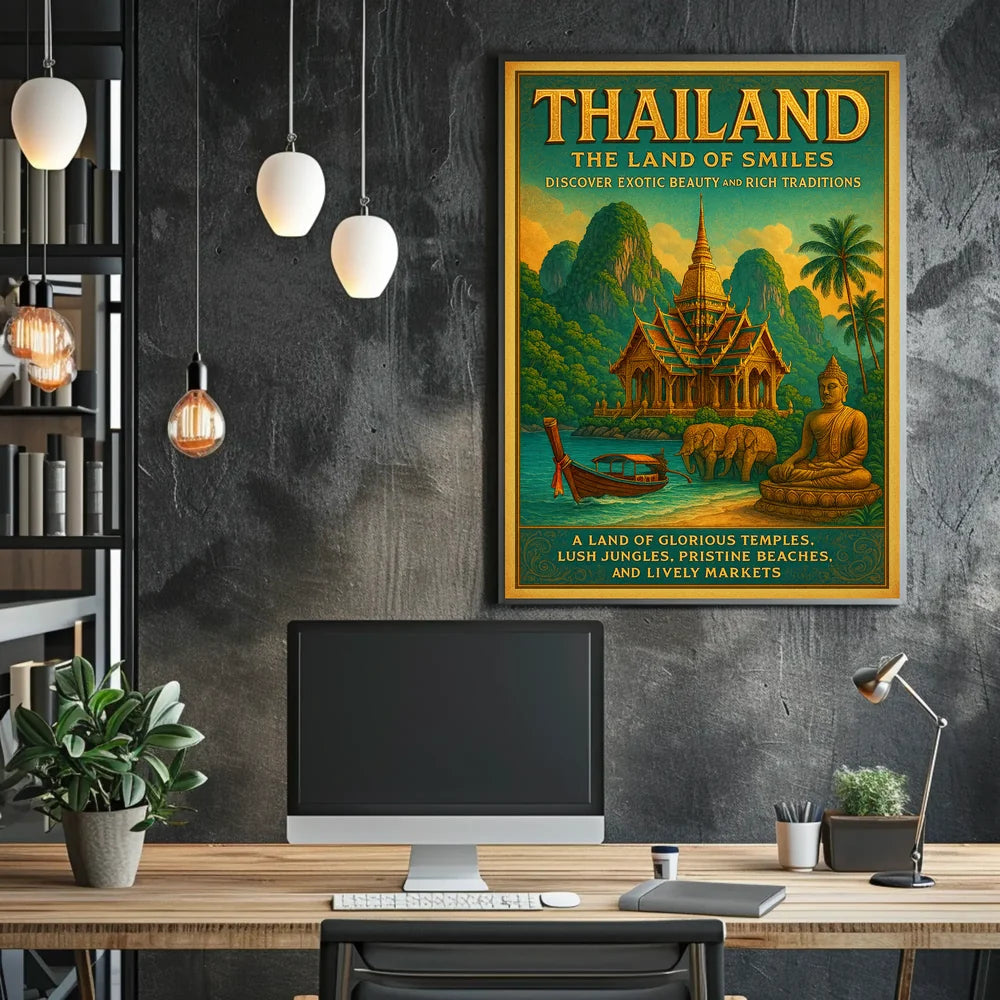 Thailand's Beauty in Vintage Travel Poster PosterGoat