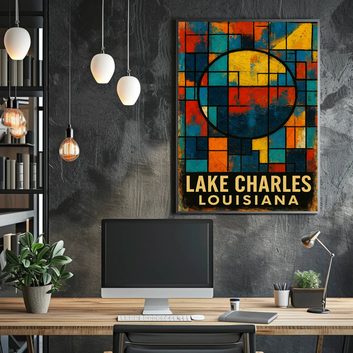 Lake Charles Geometric Abstract Art Poster