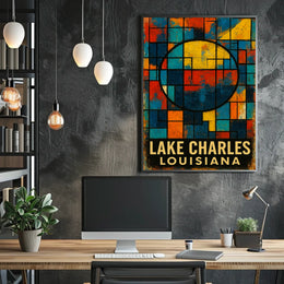 Lake Charles Geometric Abstract Art Poster
