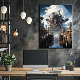 Steampunk Cityscape Poster