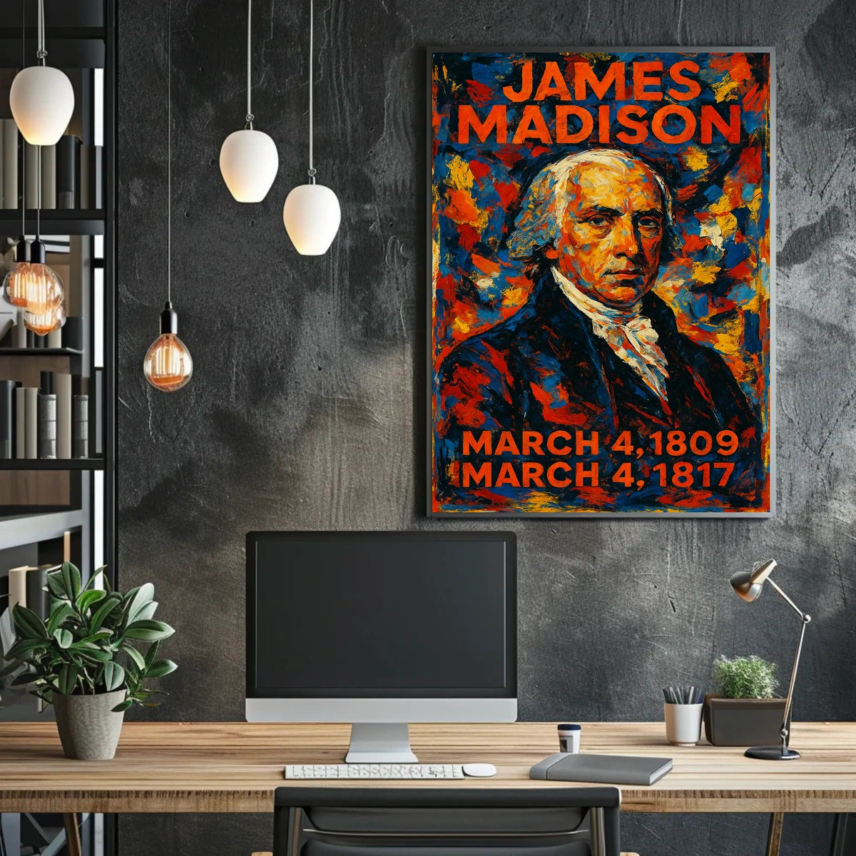 James Madison 4th President of the United States Glitch Hop Art Poster