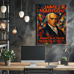 James Madison 4th President of the United States Glitch Hop Art Poster