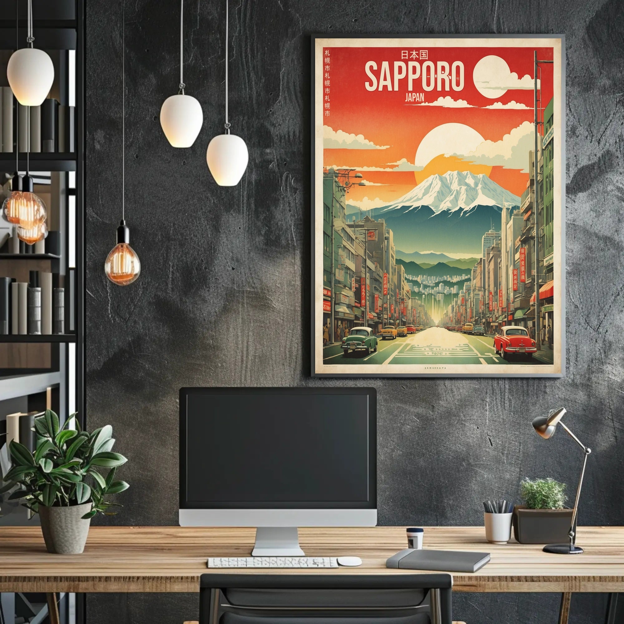 Retro Sapporo Japan Scene Vintage Travel Poster