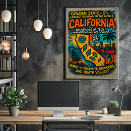 California Vintage Travel Poster Wall Art PosterGoat