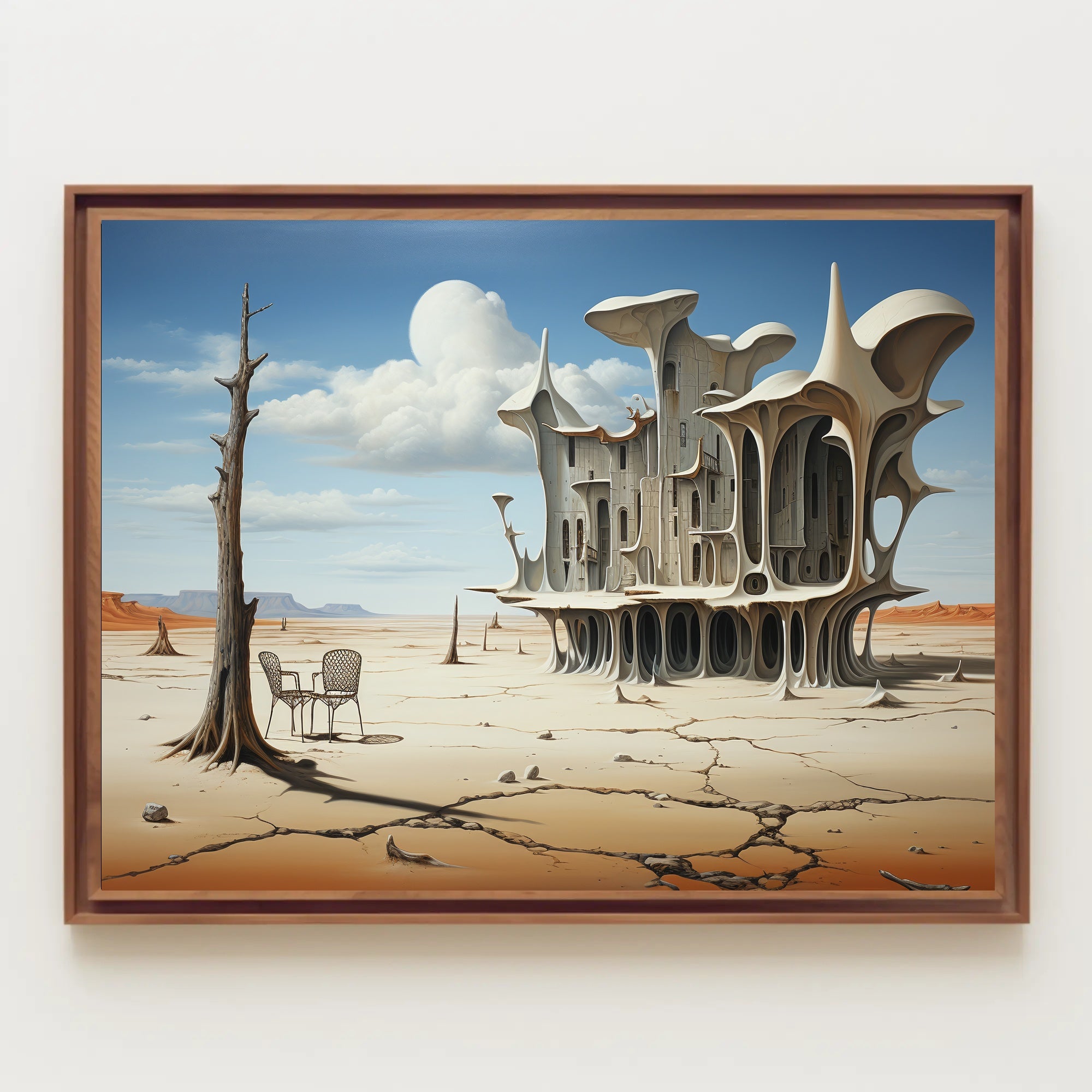 Surreal Desert Architecture: Futuristic Sci-Fi Poster