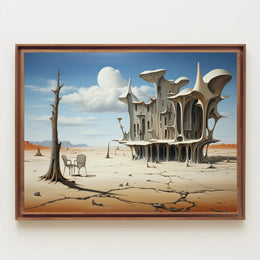 Surreal Desert Architecture: Futuristic Sci-Fi Poster