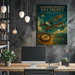 Vintage Aviation Poster: Consolidated PT-1 Trusty Adventure