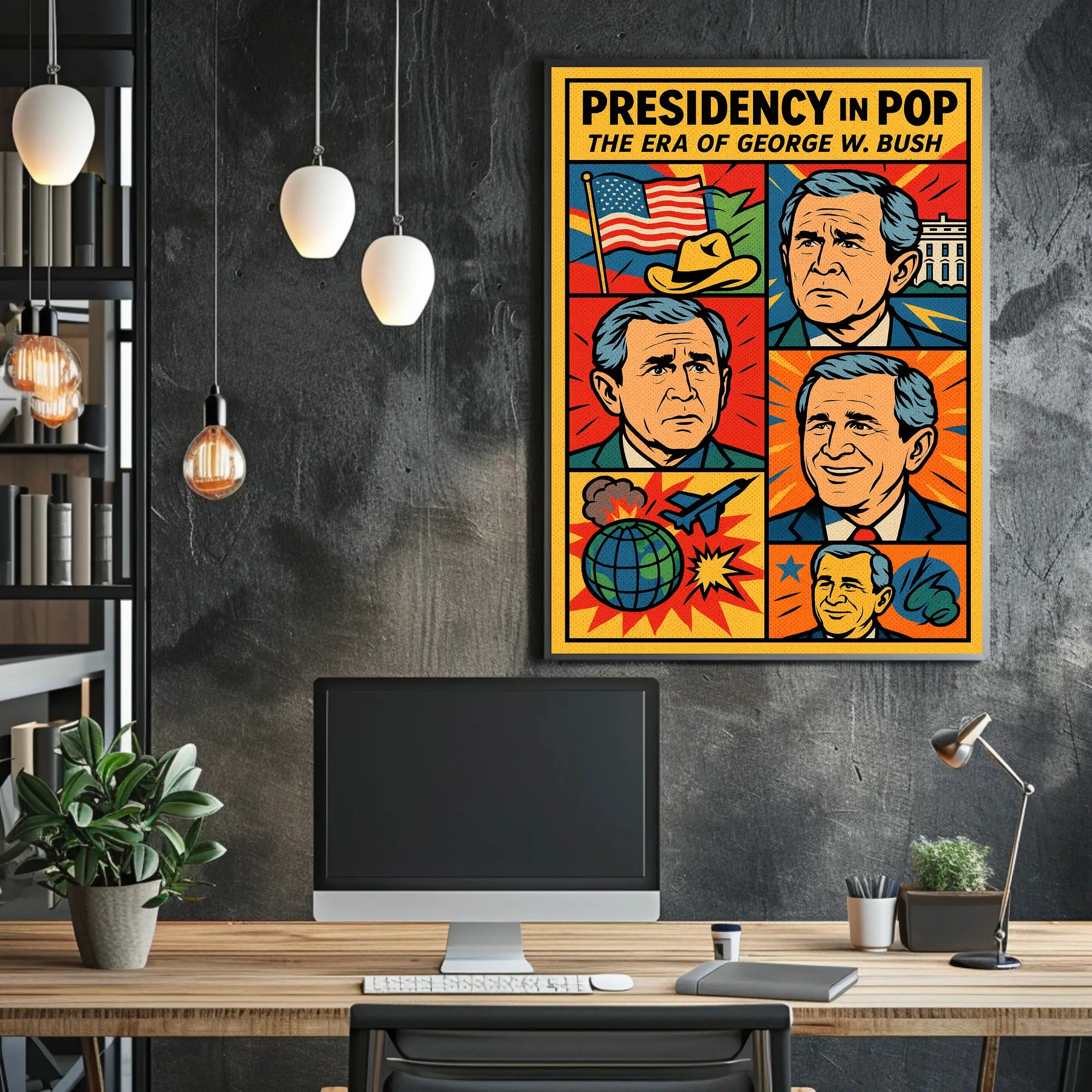George W. Bush Presidency in Pop Poster PosterGoat
