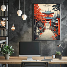Fushimi Inari Shrine Illustration: Japanese Travel Poster