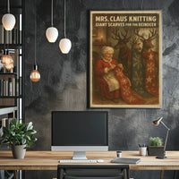 Mrs. Claus Knitting For Reindeer Poster