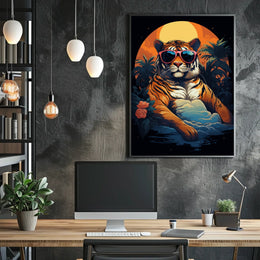 Stylized Tiger Tropical Escape Animal Poster