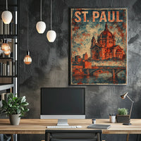 St Paul Cathedral Vintage Art Heritage Typography Historic Charm Weathered Monuments Collectors Skyline Poster