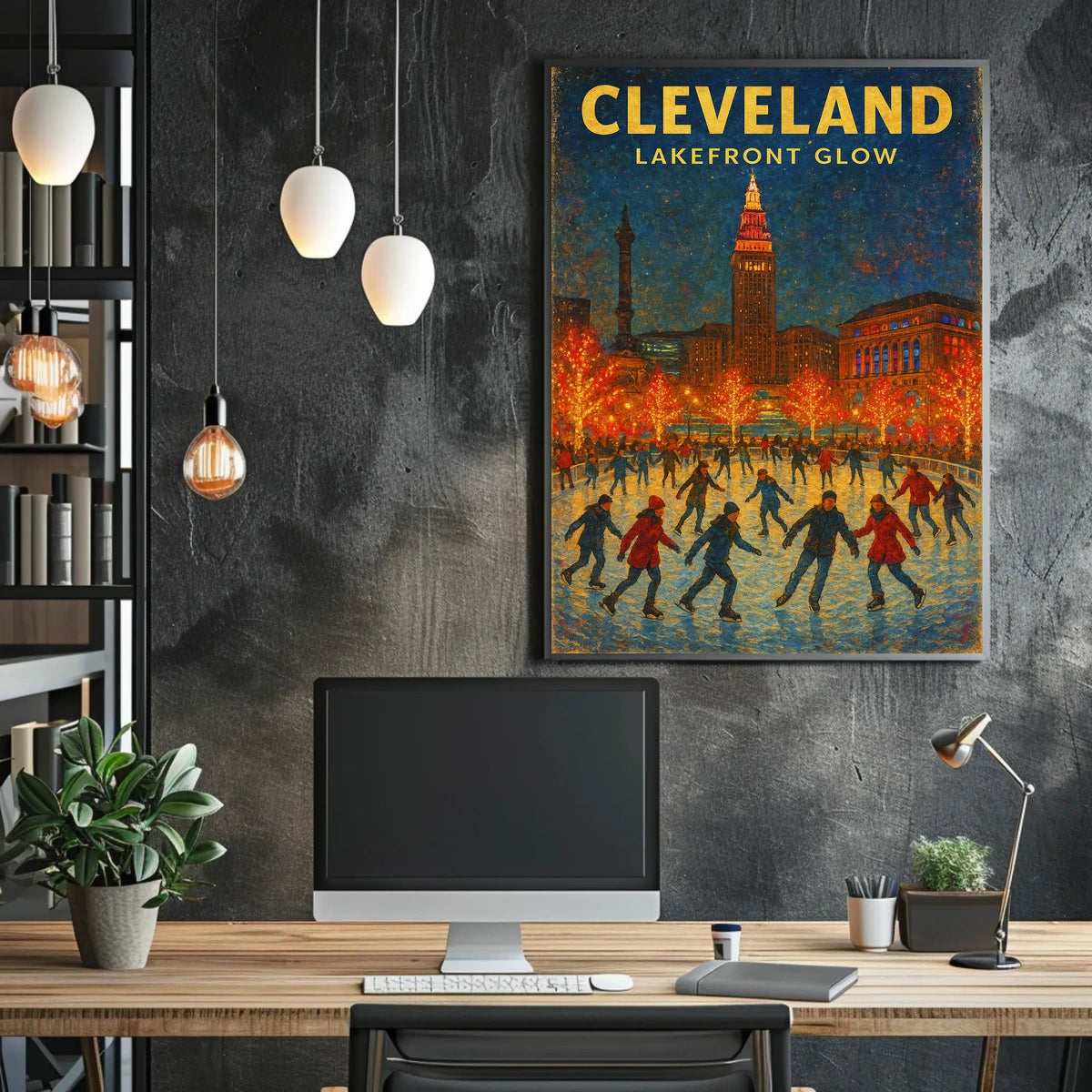 Cleveland Lakefront Glow Poster