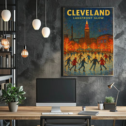 Cleveland Lakefront Glow Poster