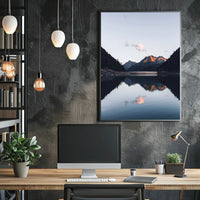 Serene Mountain Landscape at Dusk Photorealistic Poster