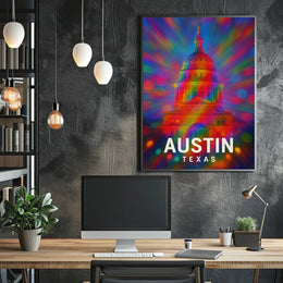 Austin, Texas Vibrant Capitol Poster