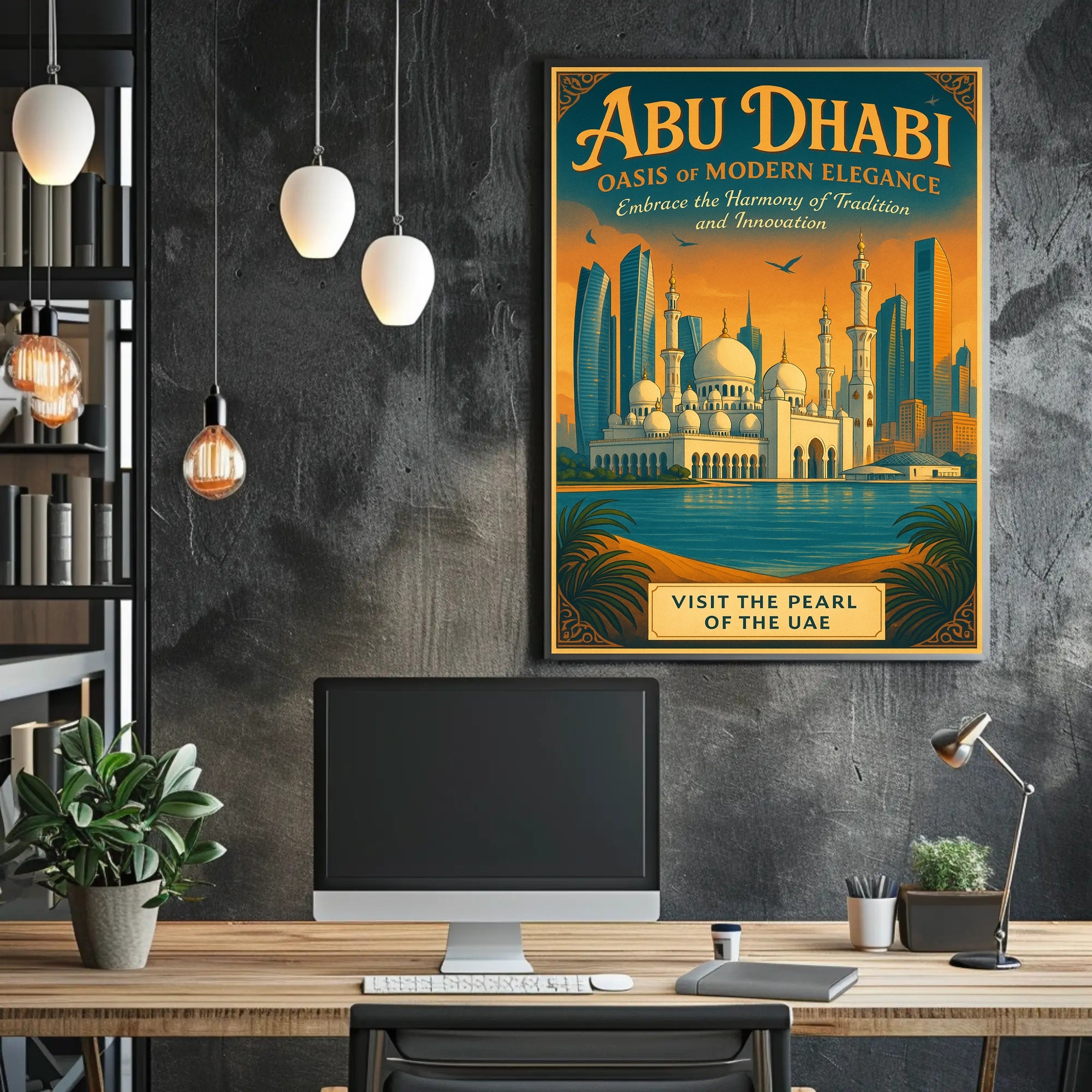 Abu Dhabi Elegance: Vintage Travel Poster