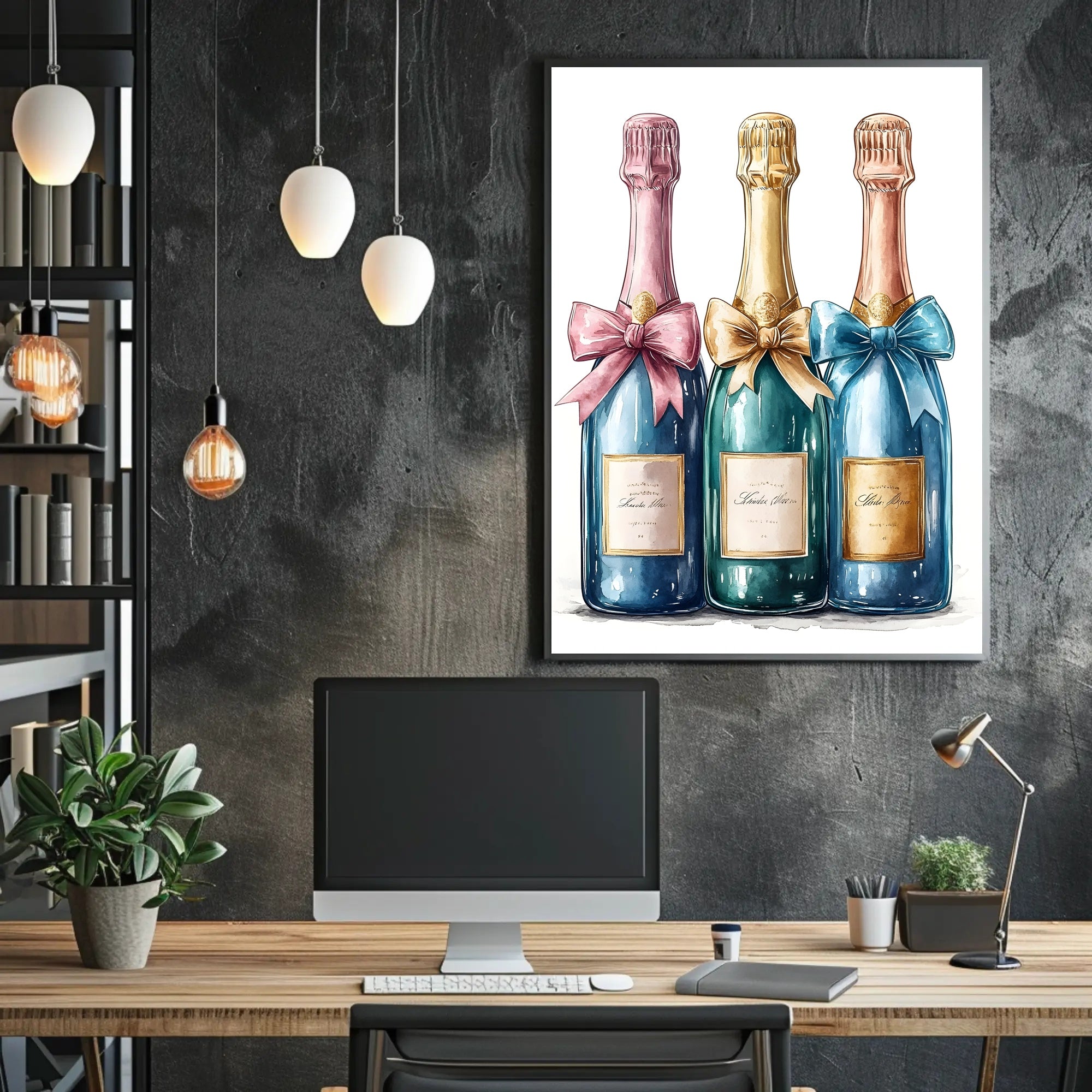 Celebration Bottles Elegant Wall Art Print