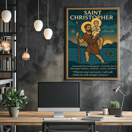 Saint Christopher Vintage Illustration Cultural or Heritage Poster