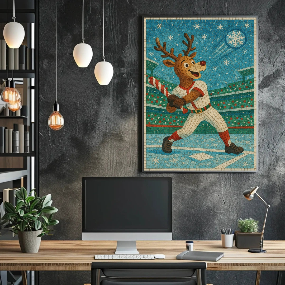 Reindeer Baseball Star Poster
