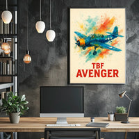 TBF Avenger WWII Aircraft Watercolor Art Poster