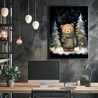Winter Wonderland Teddy Bear Watercolor Art Poster