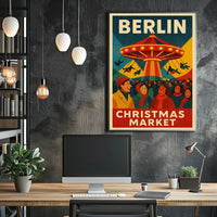Christmas Carousel at Berlin Market Seasonal Travel Poster