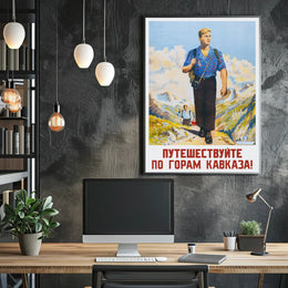 Caucasus Adventure Vintage Russian Exploration Travel Poster